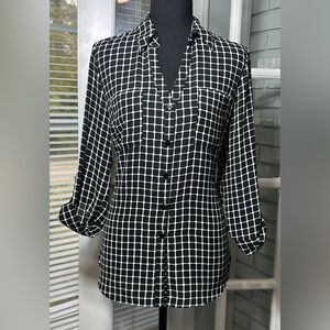 BCX  Button-Down Blouse  L Women’s black/white Geometric